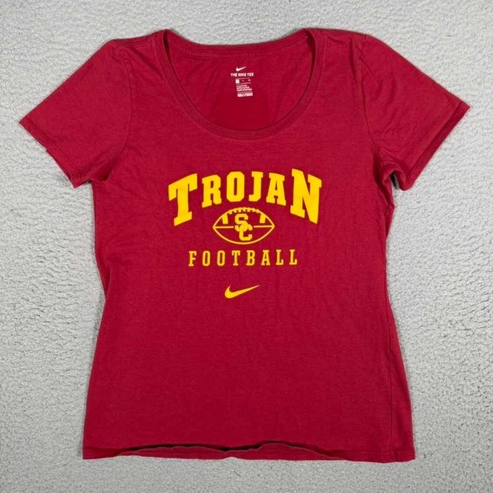 University of California Shirt Womens Small Red USC Nike Tee 100% Cotton Preppy